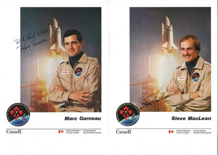 Canadian Astronauts six individual signed 10 x 8 colour: Canadian Astronauts six individual signed 10 x 8 colour photos. Signed by Marc Garneau, Roberta Bondar, Steve Maclean, Bob Thirsk, Ken Morley, Bjarni Tryggvason. Good Condition. All autographs are