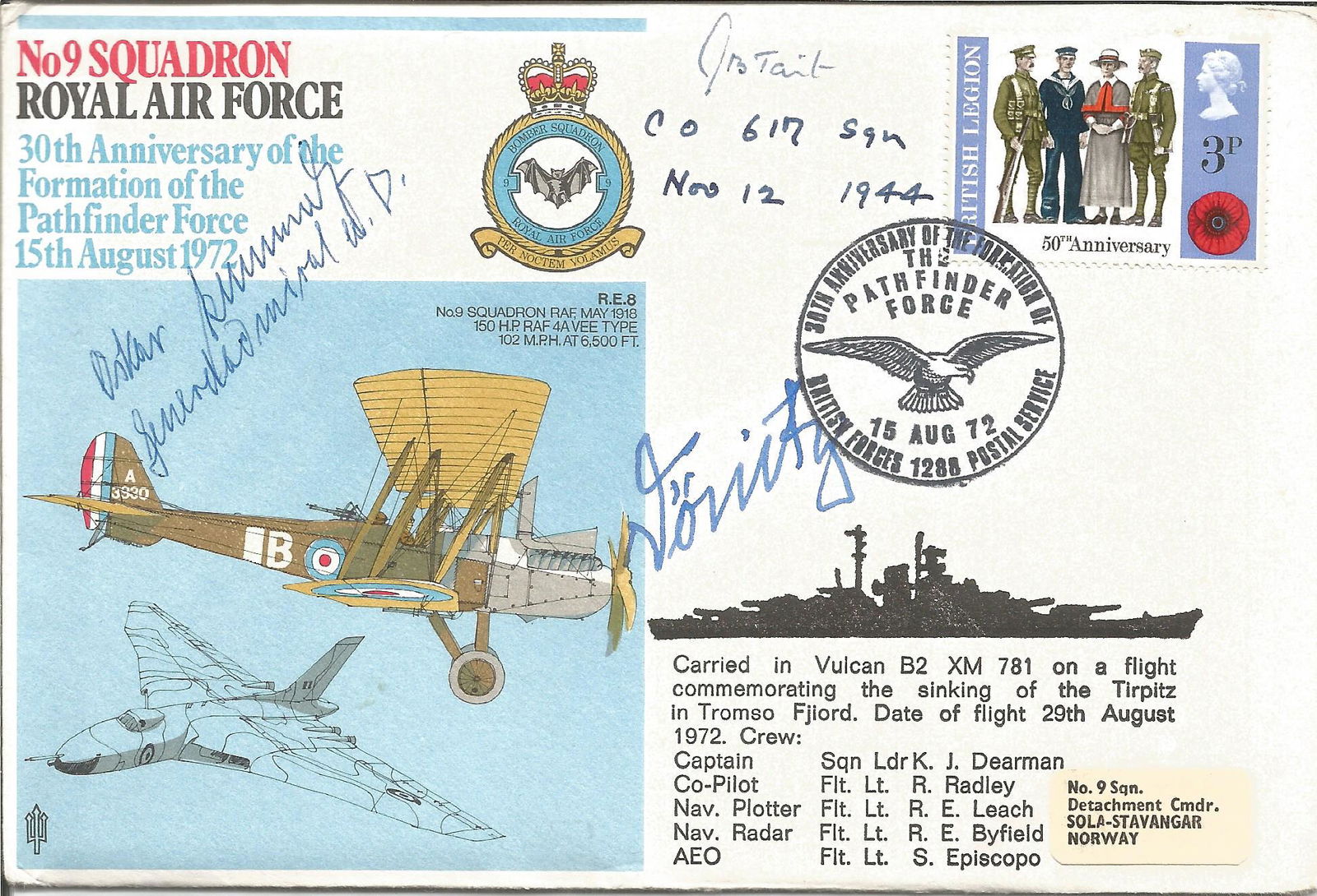 WW2 German Admirals rare signed 9 sqn cover. Signed by (1 of 1)