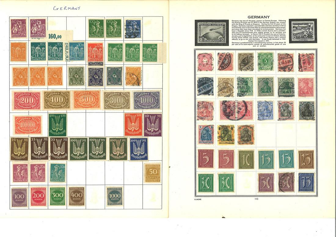 Assorted stamp collection. 16 loose album pages, (1 of 3)