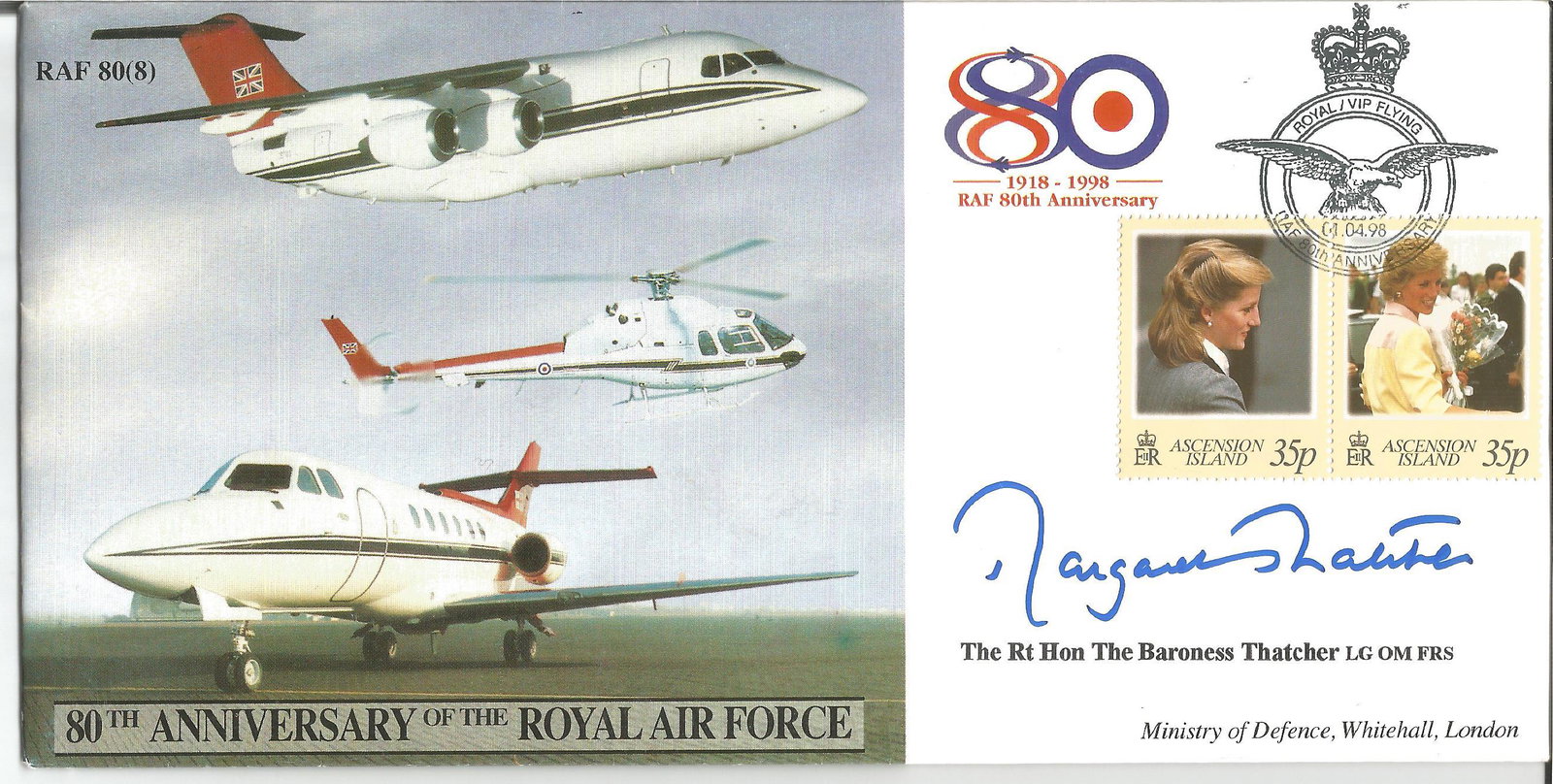 Margaret Thatcher signed 80th ann RAF cover . Good (1 of 1)