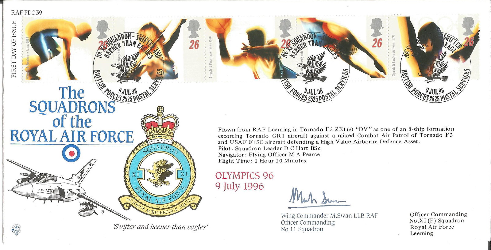 Olympics 1996 official RAF FDC39 cover. The Squadrons (1 of 1)