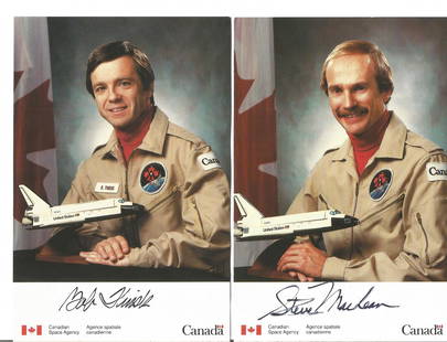 Canadian Astronauts five signed 6 x 4 inch colour: Canadian Astronauts five signed 6 x 4 inch colour portraits, includes Marc Garneau, Ken Money, Roberta Bondar, Steve Maclean, Robert Thirsk. Good Condition. All autographs are genuine hand signed and