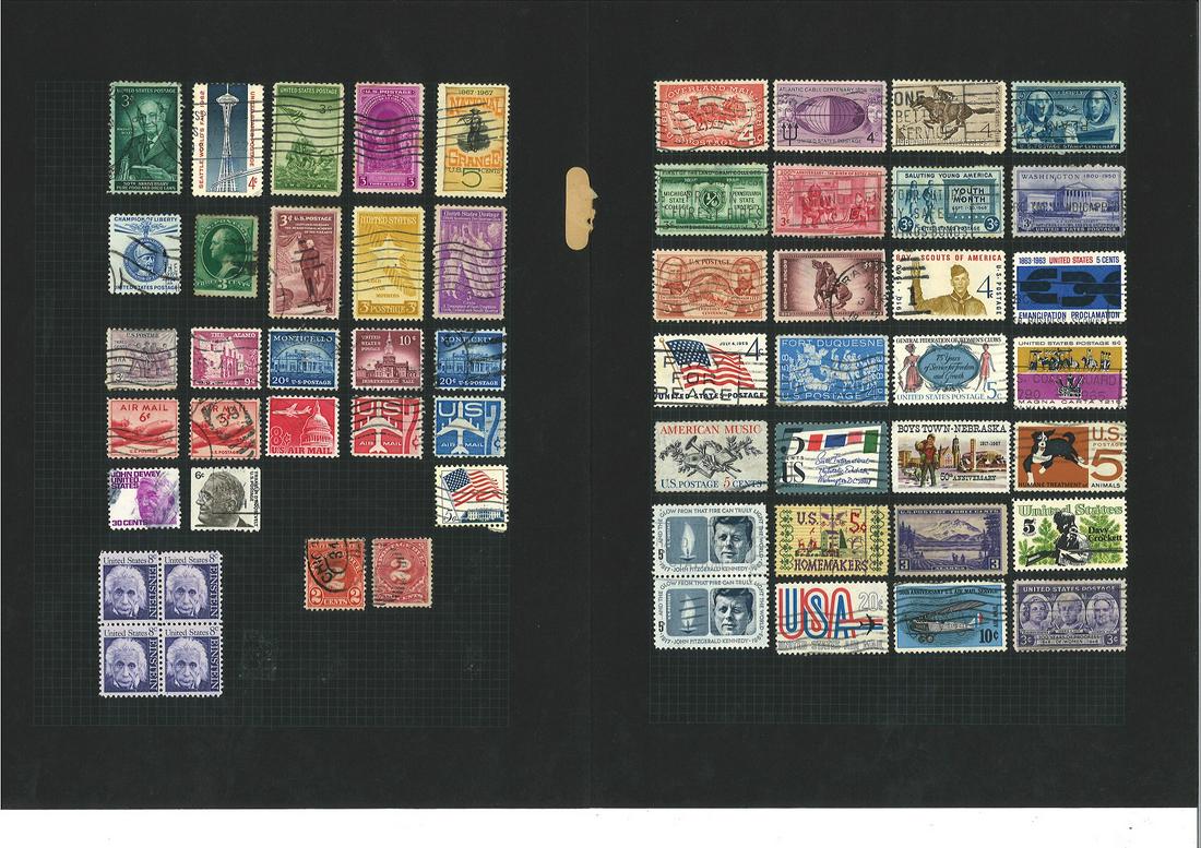 USA and South America stamp collection on 8 sheets. (1 of 2)