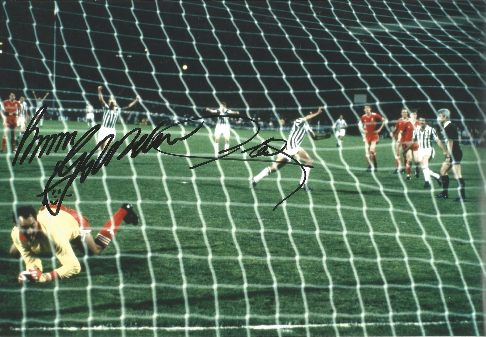 Michell Platini and Bruce Grobbelaar Juventus Signed 12: Michell Platini and Bruce Grobbelaar Juventus Signed 12 x 8 inch football photo. Good Condition. All autographs are genuine hand signed and come with a Certificate of Authenticity. We combine postage