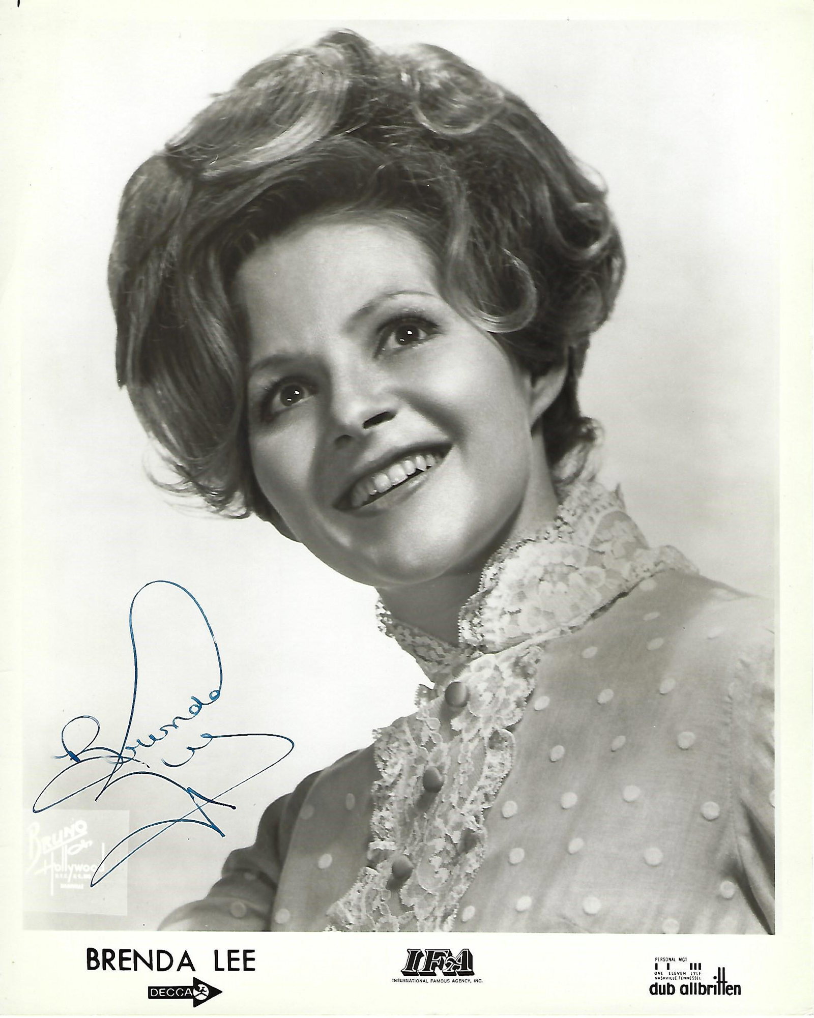 Brenda Lee Signed promo photo black and white 10 x 8 (1 of 1)