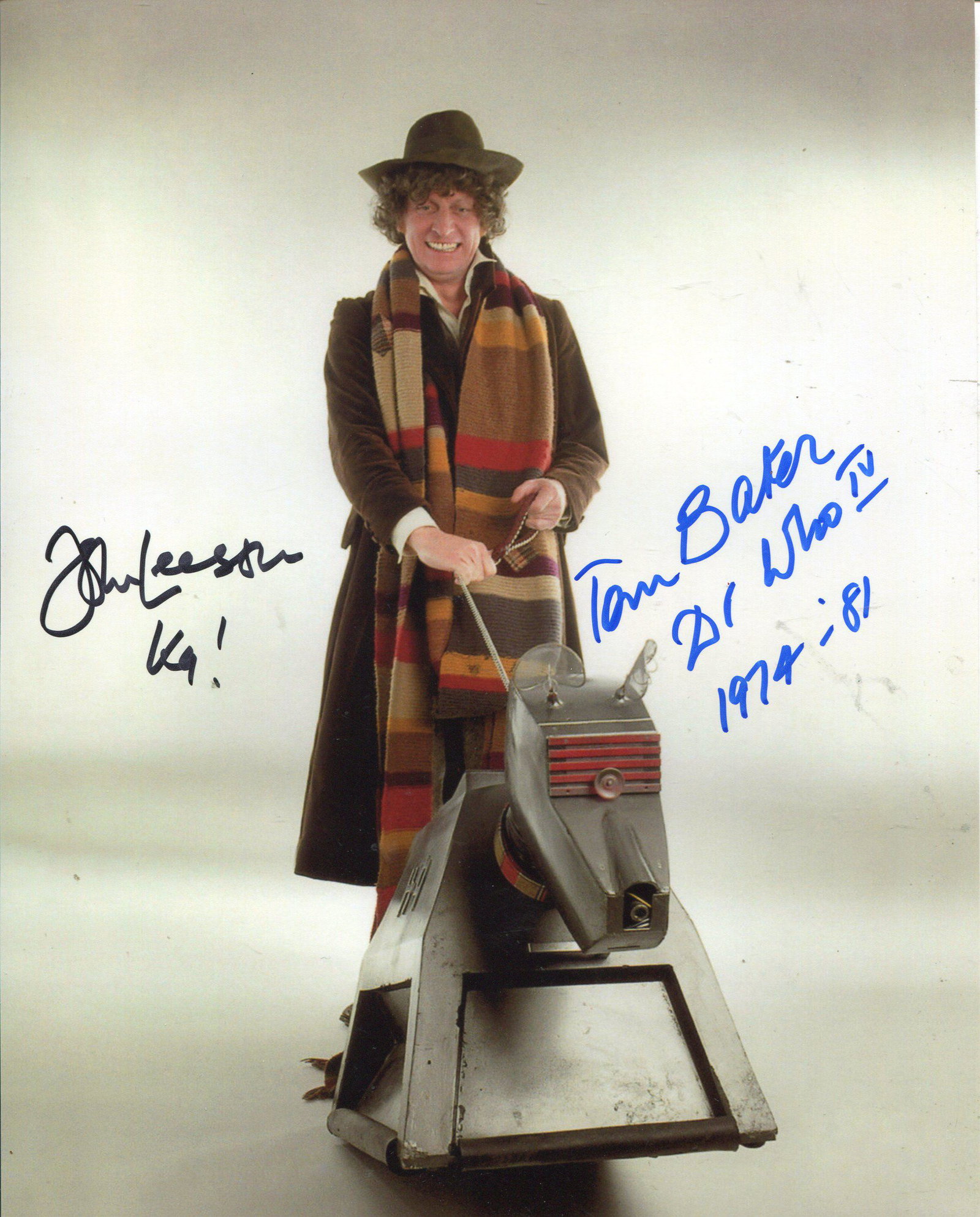 DOCTOR WHO 8x10 photo from Doctor Who signed by actors: DOCTOR WHO 8x10 photo from Doctor Who signed by actors John Leeson and Tom Baker. Good Condition. All autographed items are genuine hand signed and come with a Certificate of Authenticity. We combine