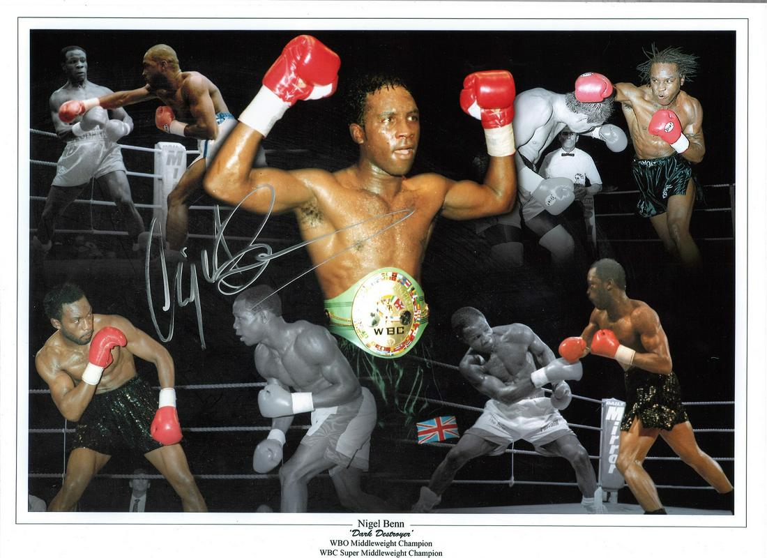 Boxing Nigel Benn signed 16x12 montage photo of the (1 of 1)