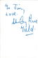Shirley Anne Fields signed album page. Good Condition.