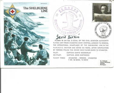 Lt. Cdr. David Birkin World War Two signed flown cover.: Lt. Cdr. David Birkin World War Two signed flown cover. RAFES SC37. 'The Shelburne Line' Evacuation from the French coast by RN Motor Gun Boat. British Forces Remembrance Day postmark 11 Nov. 1985. Si