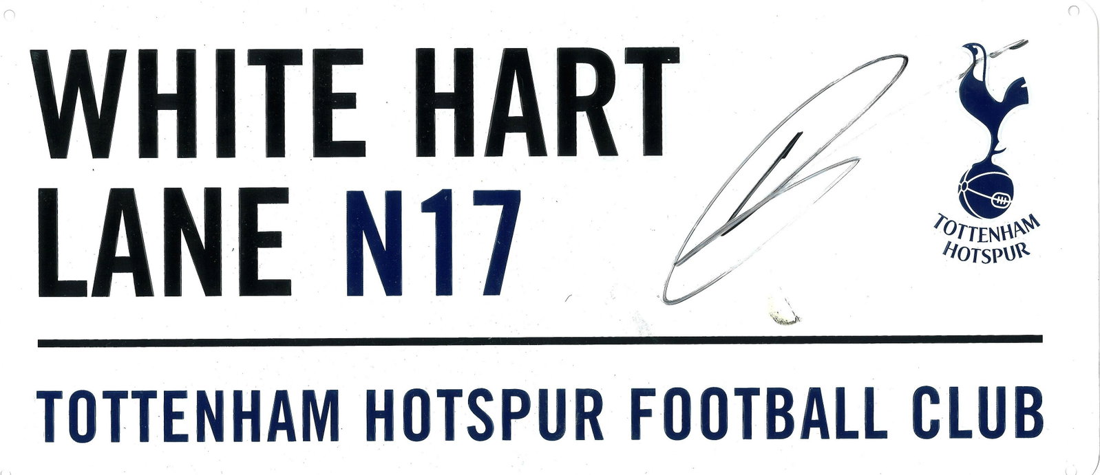 Football Harry Kane signed White Hart Lane N17: Football Harry Kane signed White Hart Lane N17 Tottenham Hotspur Football Club commemorative metal road sign. Good Condition. All signed pieces come with a Certificate of Authenticity. We combine post