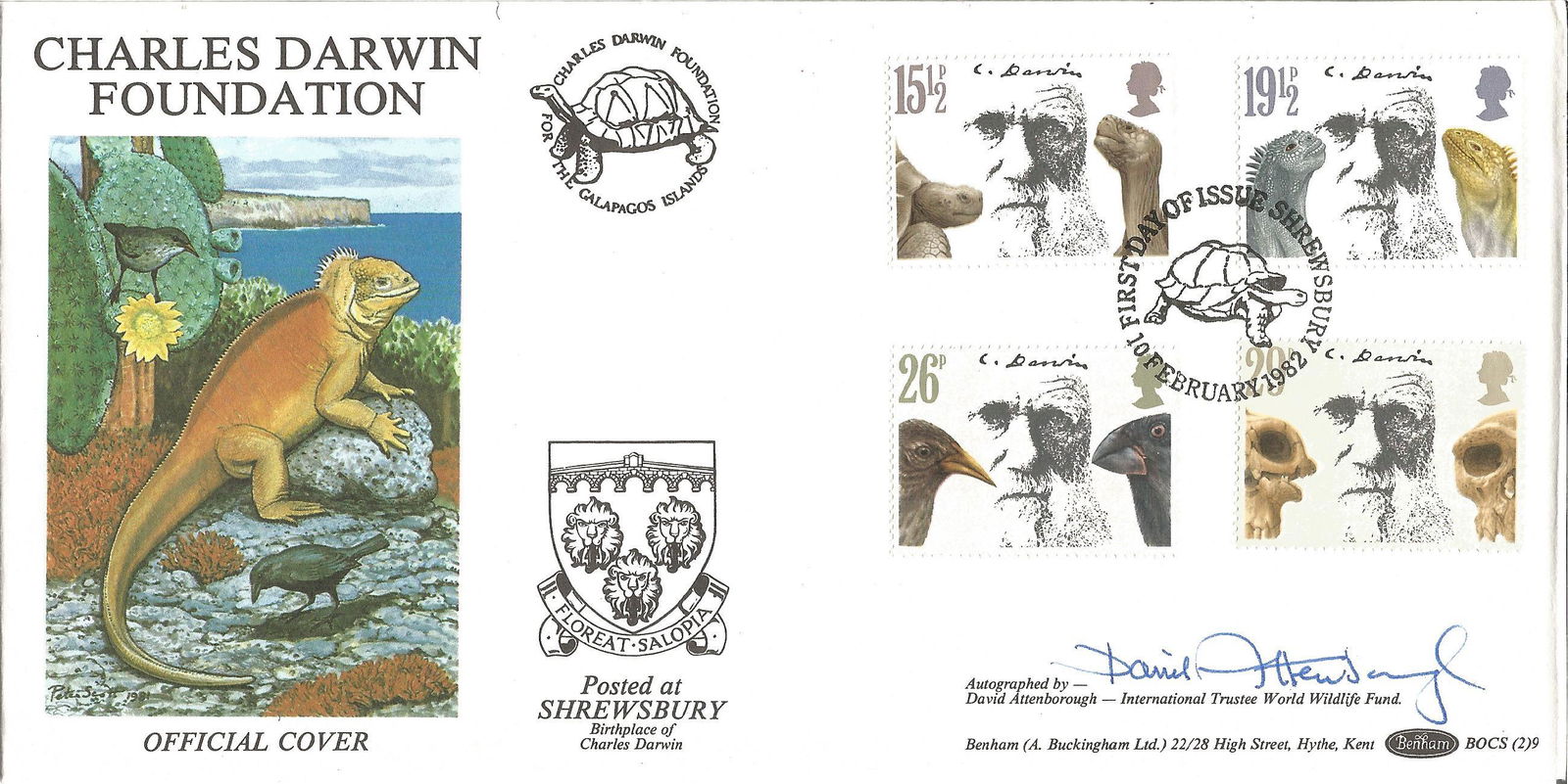 David Attenborough signed 1982 Charles Darwin Benham (1 of 1)