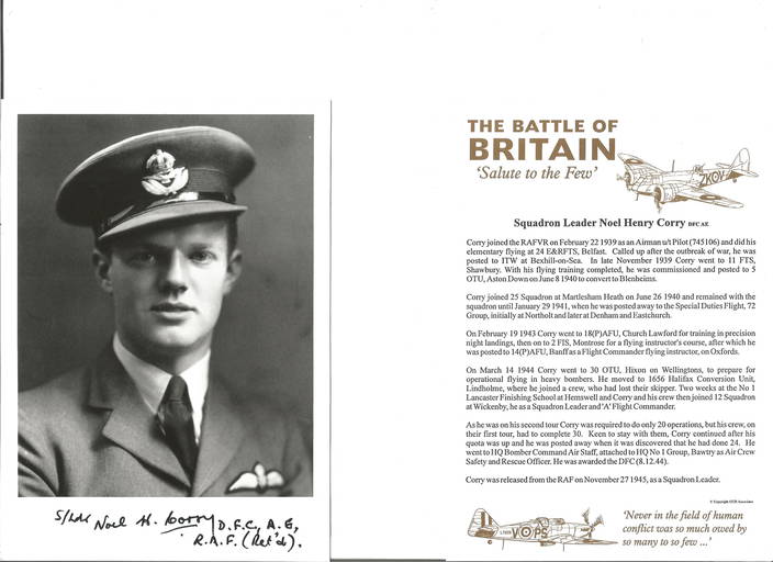 Sqn. Ldr. Noel Henry Corry Battle Of Britain Fighter