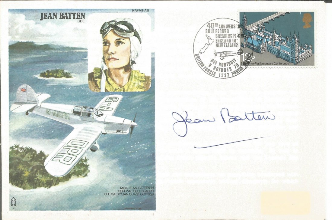Jean Batten signed on her own commemorative Historical (1 of 1)