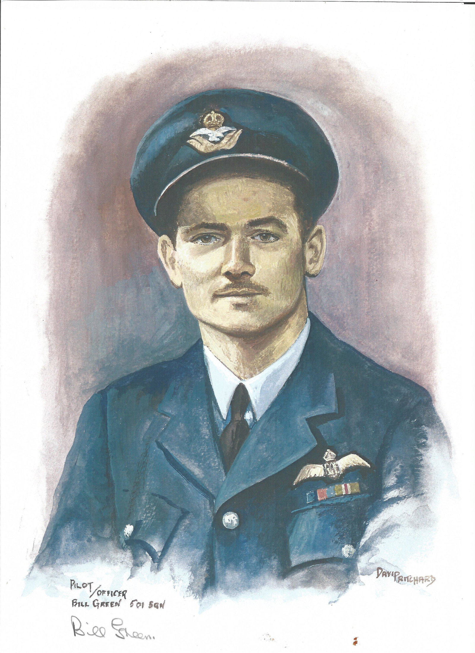 Plt/Off Bill Green WW2 RAF Battle of Britain Pilot: Plt/Off Bill Green WW2 RAF Battle of Britain Pilot signed colour print 12 x 8 inch signed in Pencil. Image of him in uniform. Good Condition. All autographs are genuine hand signed and come with a Cer