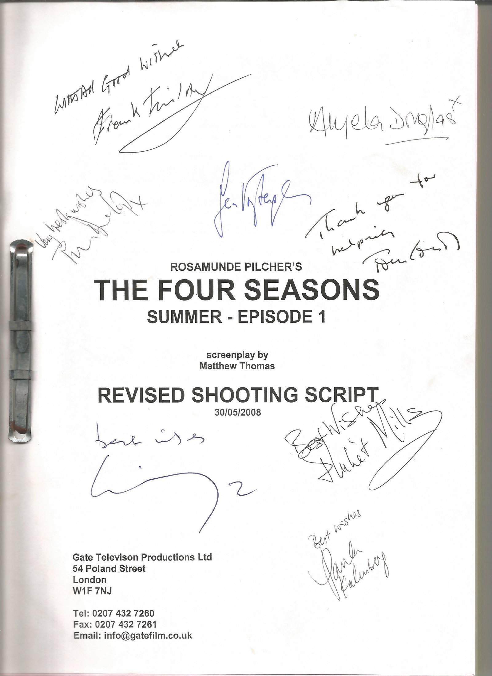 The Four Seasons signed script. Signed by 8 including (1 of 1)