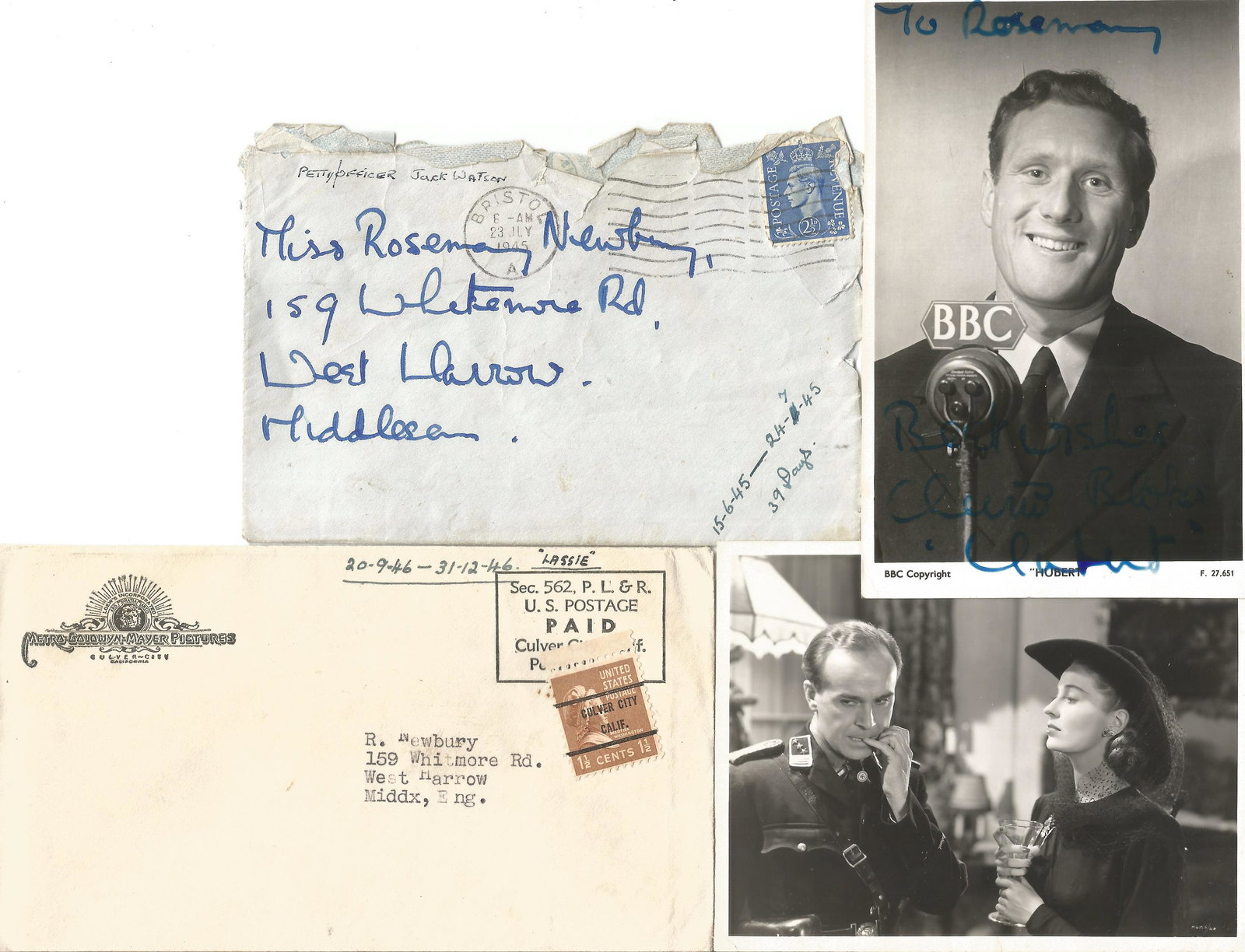 Envelope from Jack Watson 23/7/45 and envelope from (1 of 1)