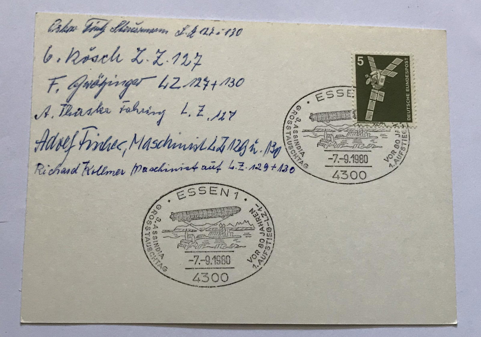 Zeppelin crew members multiple signed 1980 German cover (1 of 1)