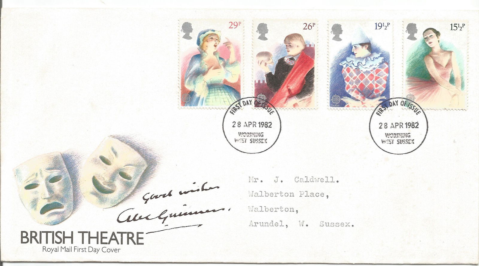 Alec Guinness signed 1982 British Theatre FDC with (1 of 1)