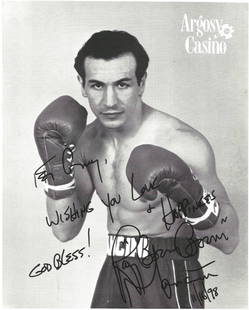 Boxing Ray Boom Boom Mancini signed 10x8 black and: Boxing Ray Boom Boom Mancini signed 10x8 black and white photo. Ray Mancini (born Raymond Michael Mancino; March 4, 1961), best known as "Boom Boom" Mancini, is an American former professional boxer w