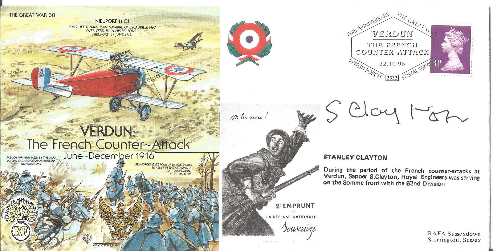 Stanley Clayton PRINTED SIGNATURE on Verdun: The French (1 of 1)