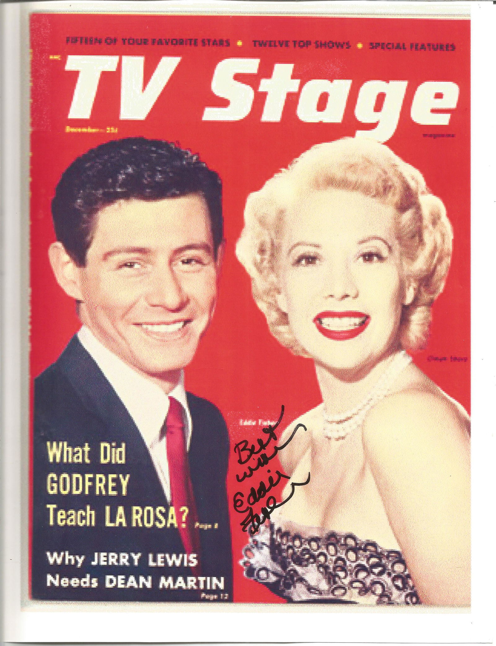 Eddie Fisher signed photo TV Stage Magazine cover. Good (1 of 1)