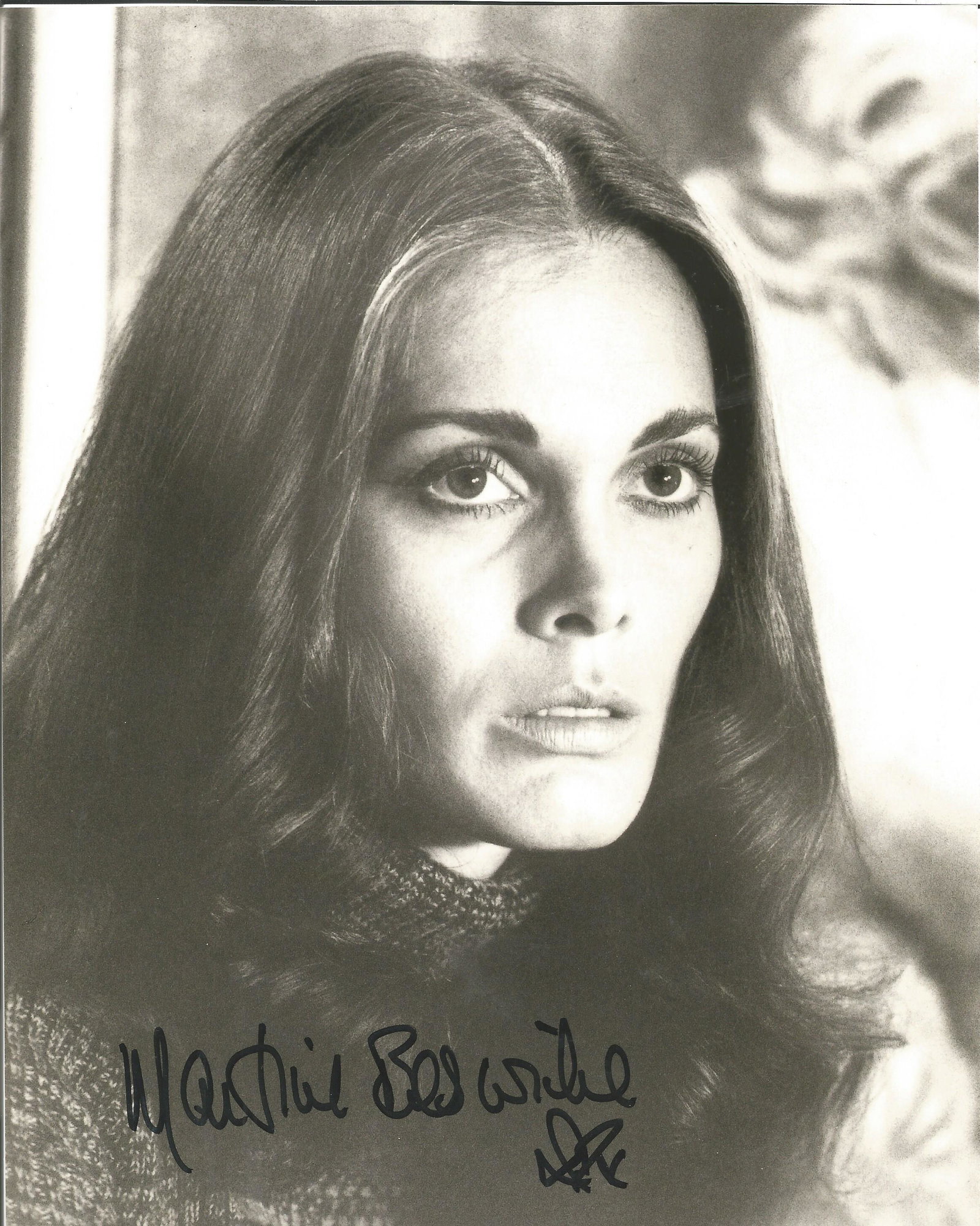 James Bond Girl Martine Beswick signed 10x8 black and: James Bond Girl Martine Beswick signed 10x8 black and white photo. Martine Beswick (born 26 September 1941) is an English actress and model perhaps best known for her roles in two James Bond films, Fr