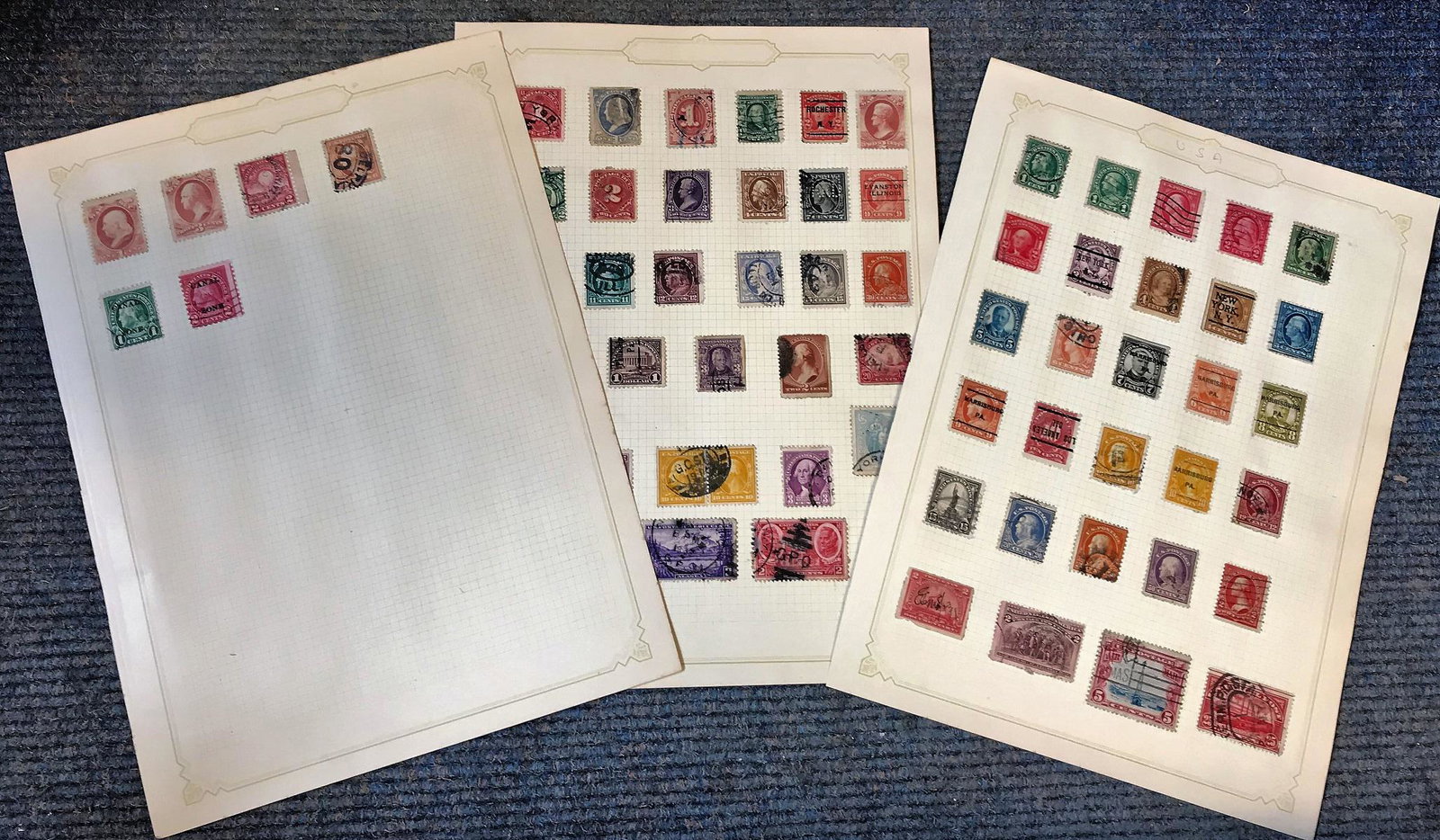 USA stamp collection 3 loose album pages early (1 of 1)
