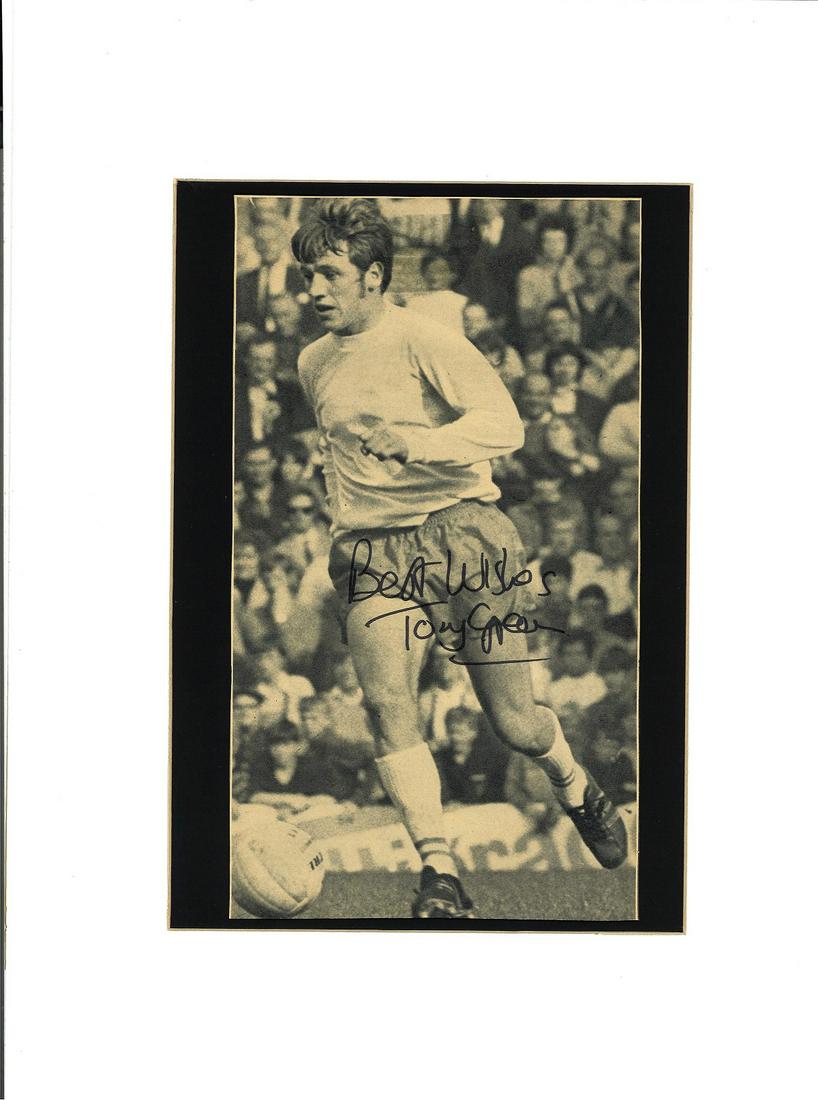 Tony Green signed 16x12 overall mounted black and white: Tony Green signed 16x12 overall mounted black and white magazine photo. Anthony Green (born 30 October 1946) is a Scottish former internationalist professional footballer. At the age of 25 his career