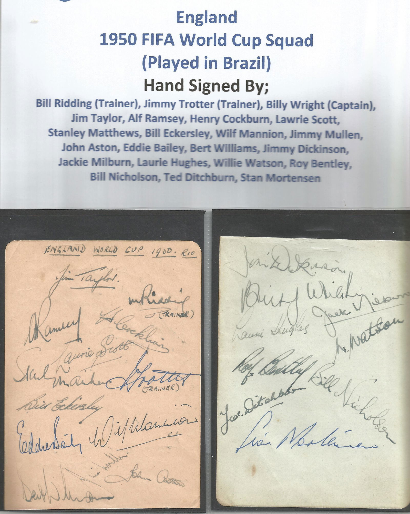 Football England 1950 World cup squad multi signed (1 of 1)