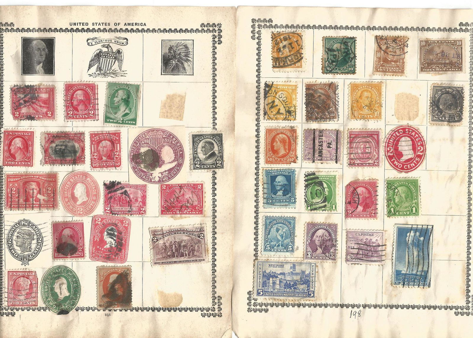 USA stamp collection on 4 loose pages. Good condition. (1 of 1)