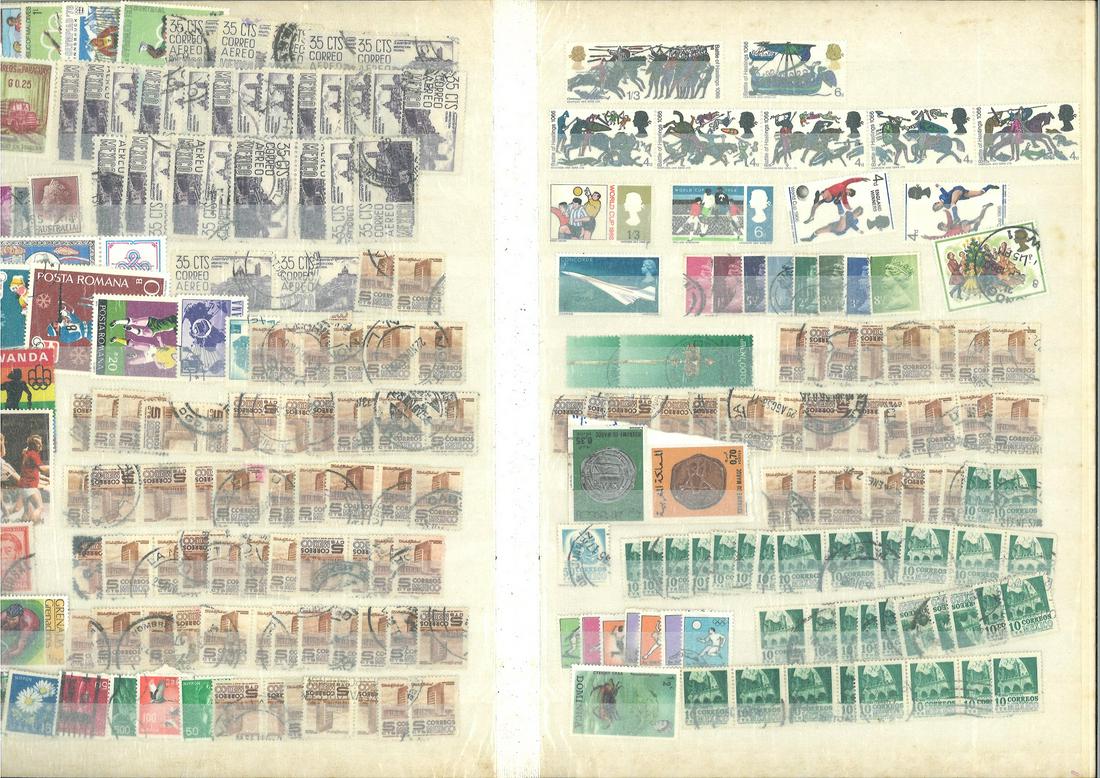 World stamp collection in large stock book. Includes (1 of 3)