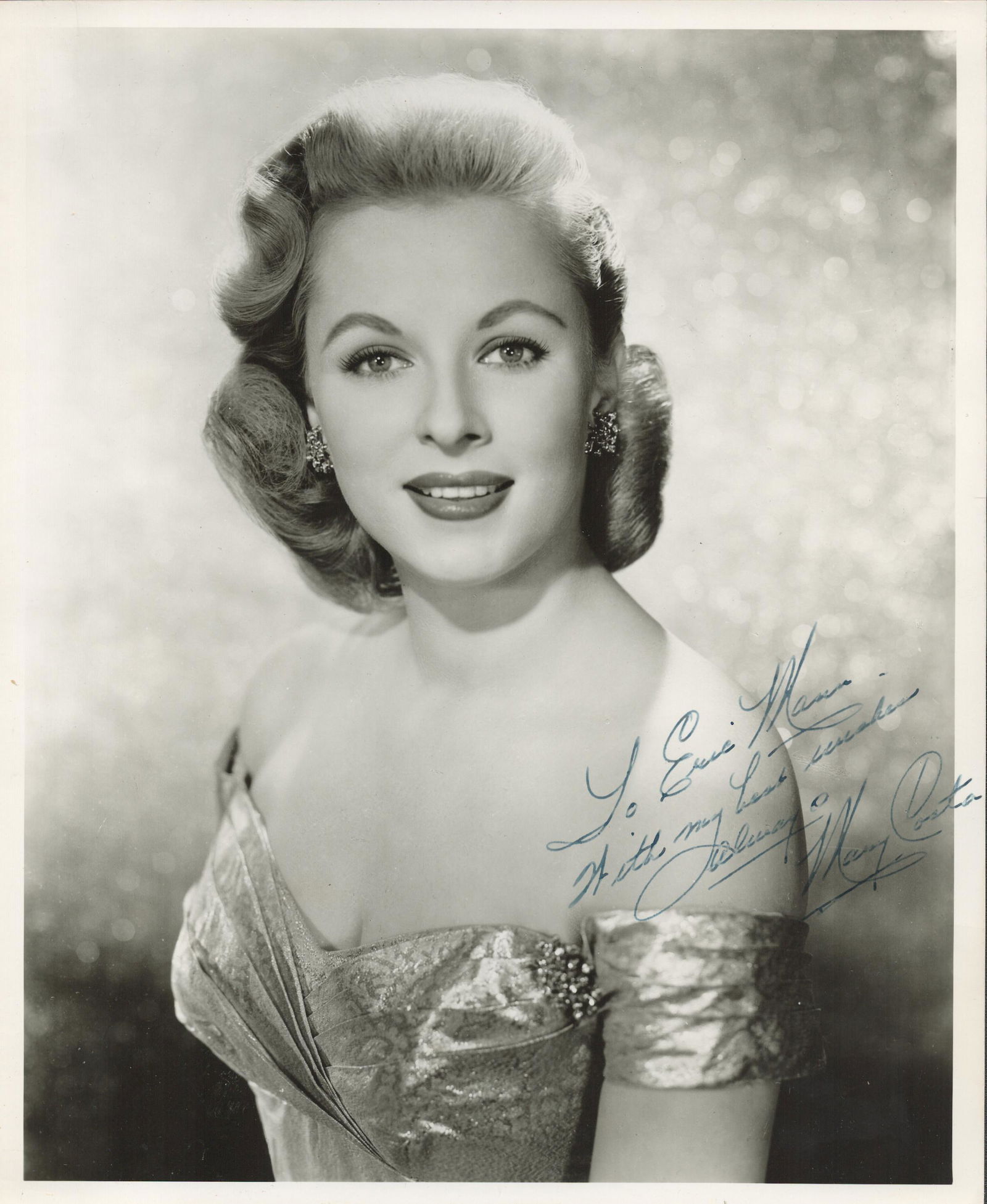 Mary Costa signed and dedicated black and white vintage Jul 30, 2021