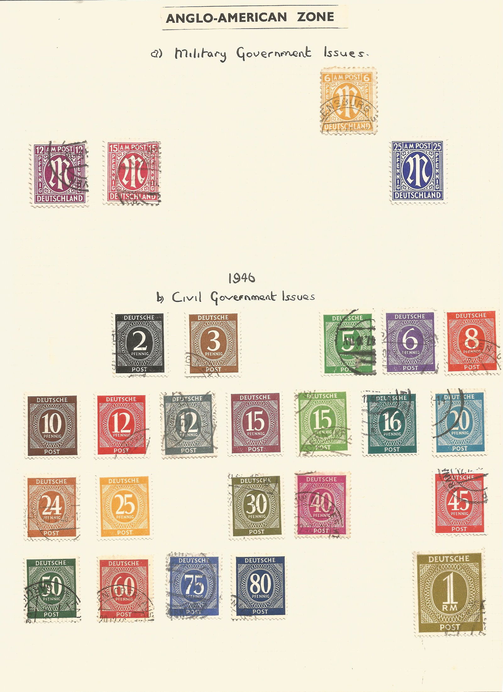 German stamp collection on 3 album pages. 19461947. Aug 25, 2021 Chaucer Auctions in Kent