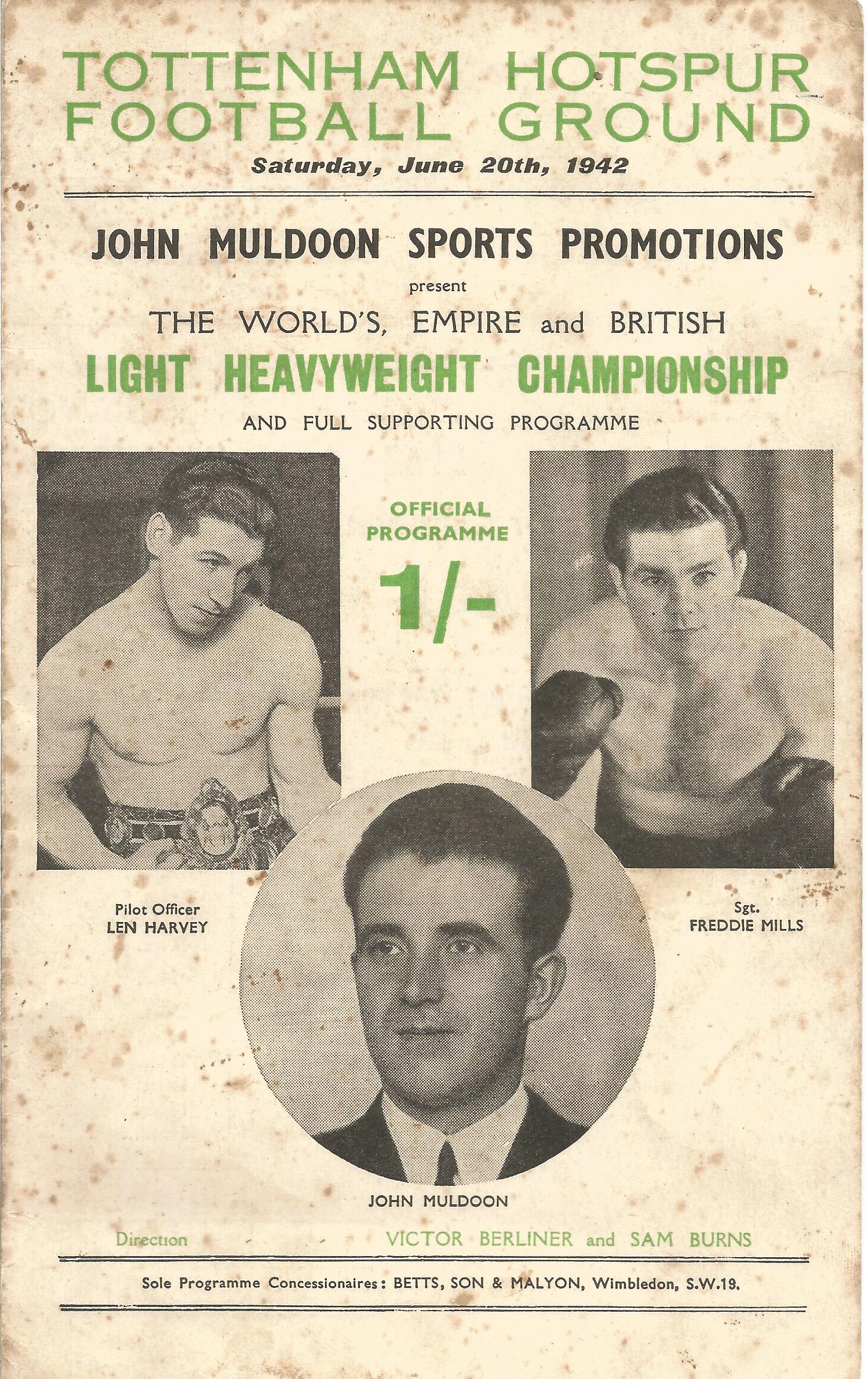 Len Harvey Vs Freddie Mills 1942 World Light (1 of 1)