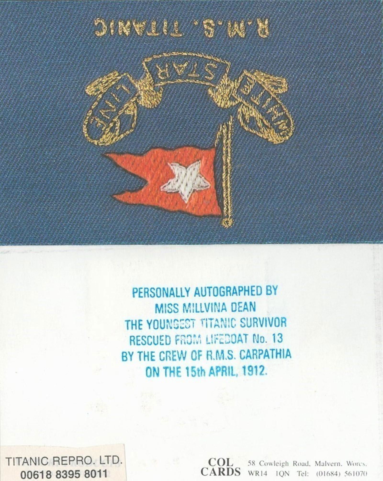 Millvina Dean Titanic Survivor Signed Batum Stamp Card (1 of 1)