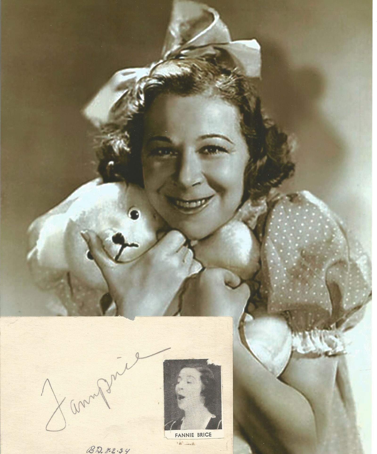 Fanny Brice actor signed Card With 10 x 8 inch Black (0209) on Oct 13