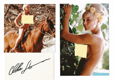 Elke Sommer signature piece stuck below 2 colour naked: Elke Sommer signature piece stuck below 2 colour naked photos. Good condition. All autographs come with a Certificate of Authenticity. We combine postage on multiple winning lots and can ship worldwid