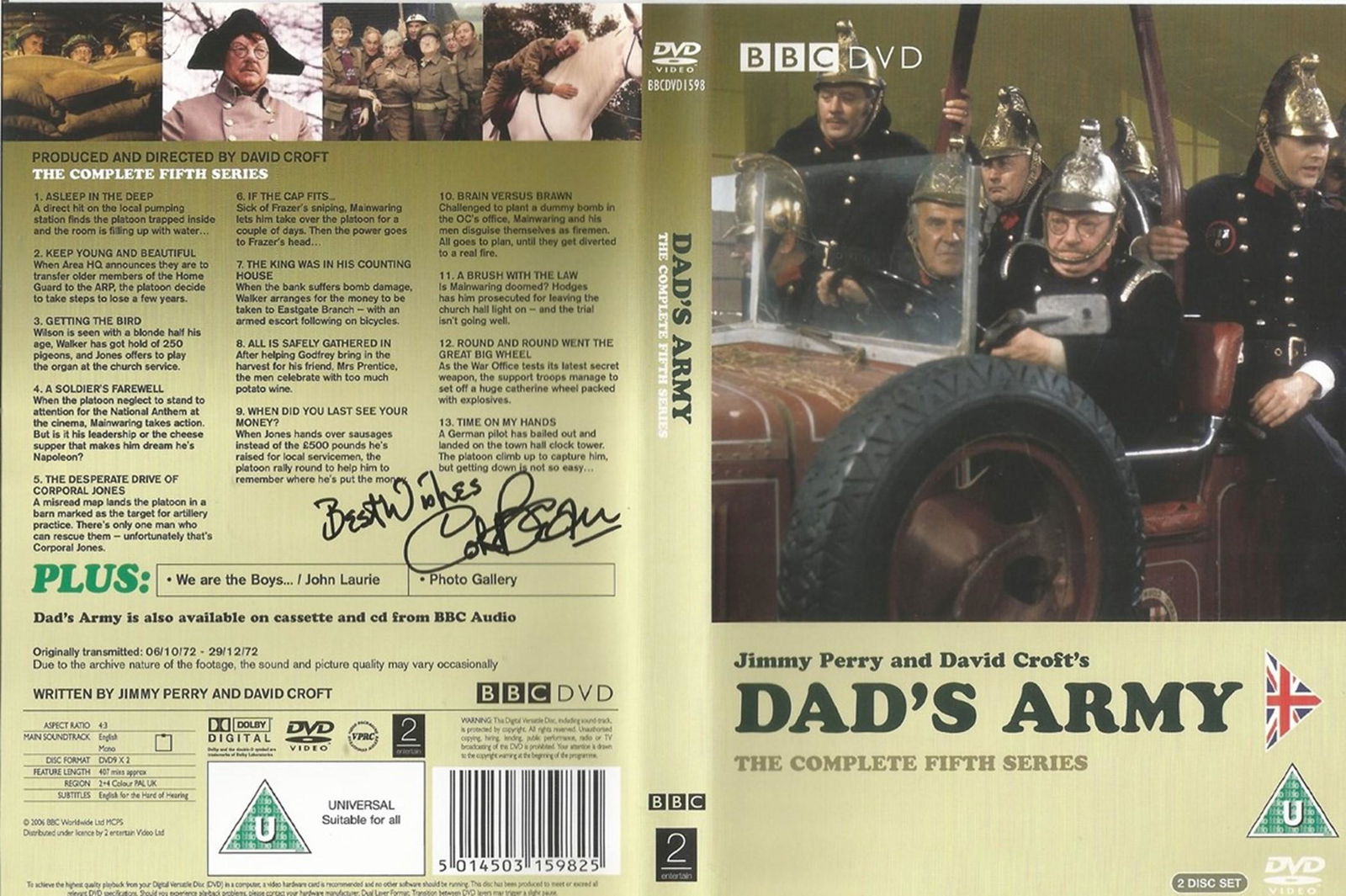 Colin Bean signed DVD insert for Dads Army The fifth (0411) on Oct