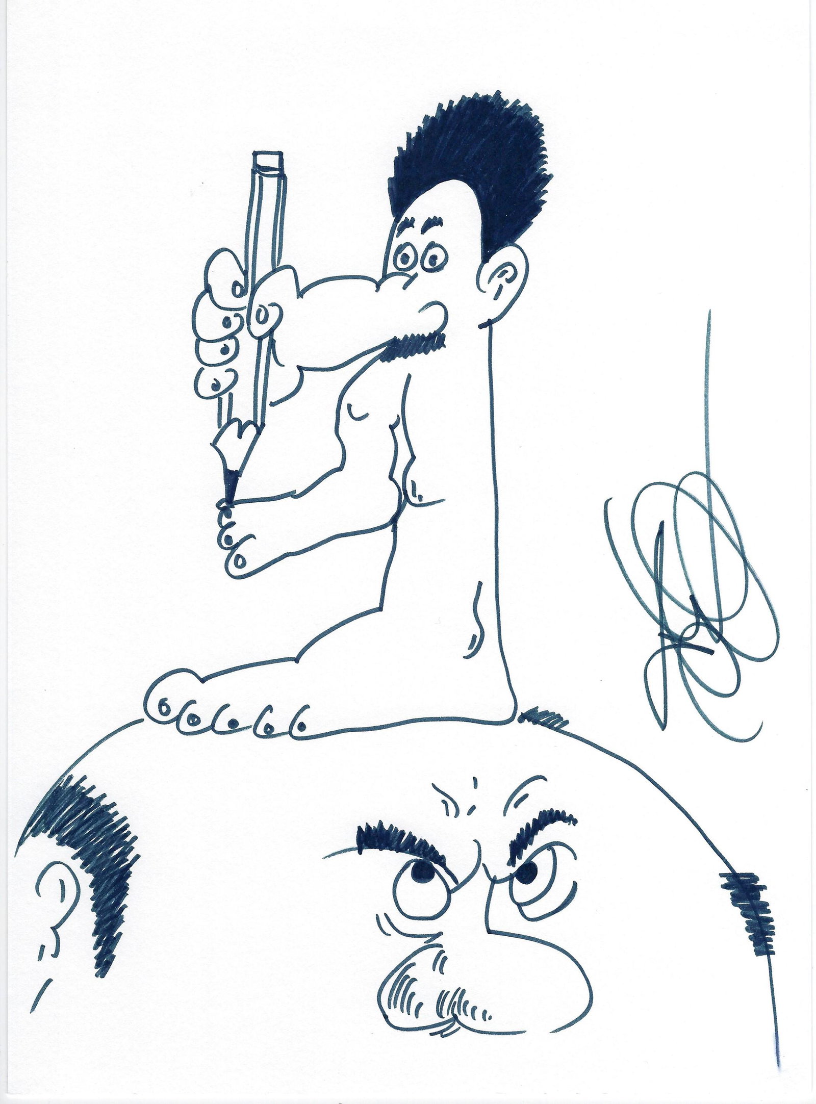 Terry Gilliam signed illustration drawing on A4 card. (1 of 1)