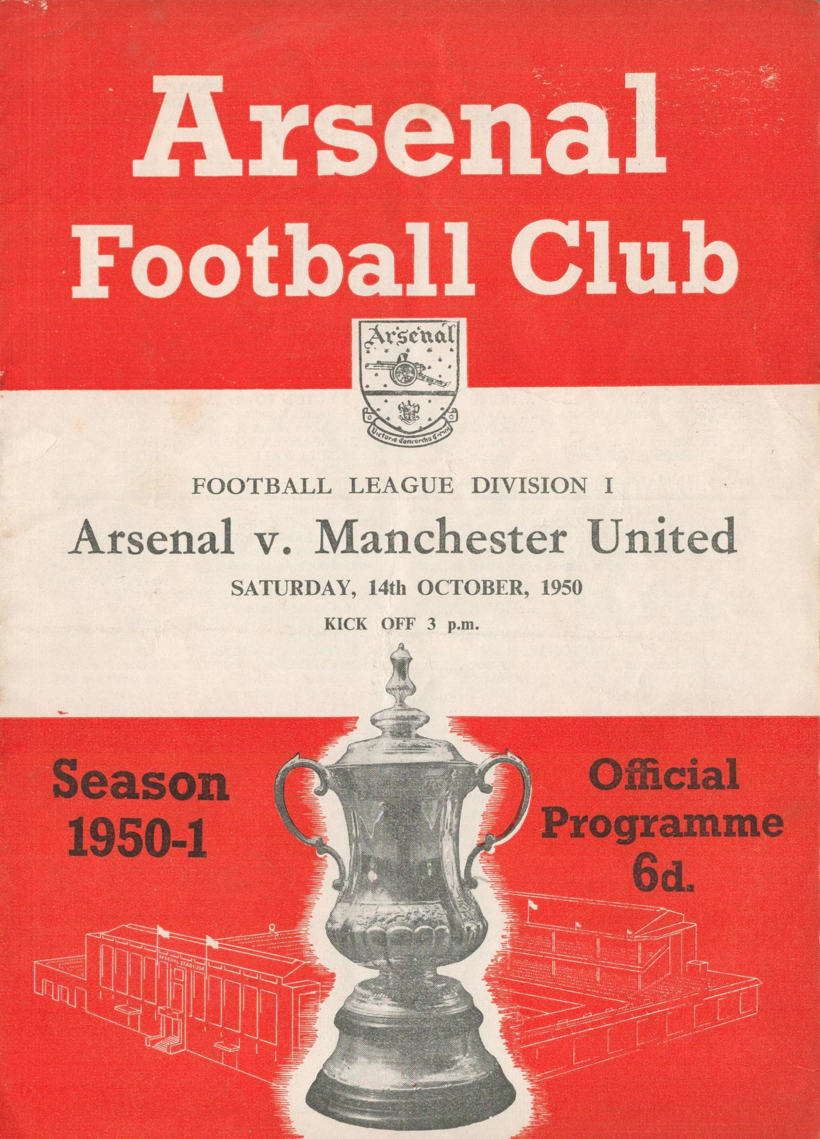 Football Arsenal v Manchester United vintage programme (1 of 1)