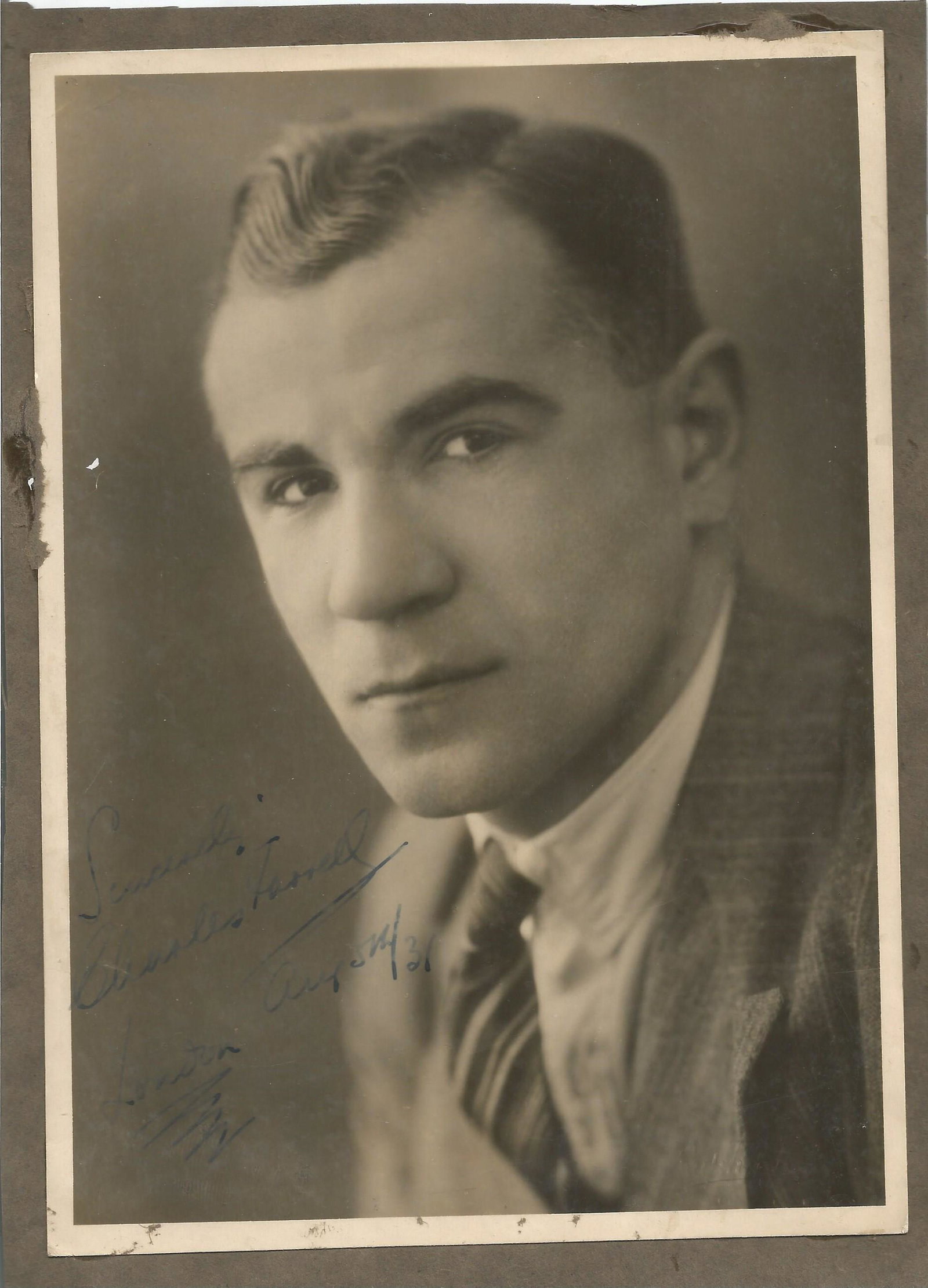 Charles Farrell Signed 8 x 6 inch b/w photo fixed to (1 of 1)