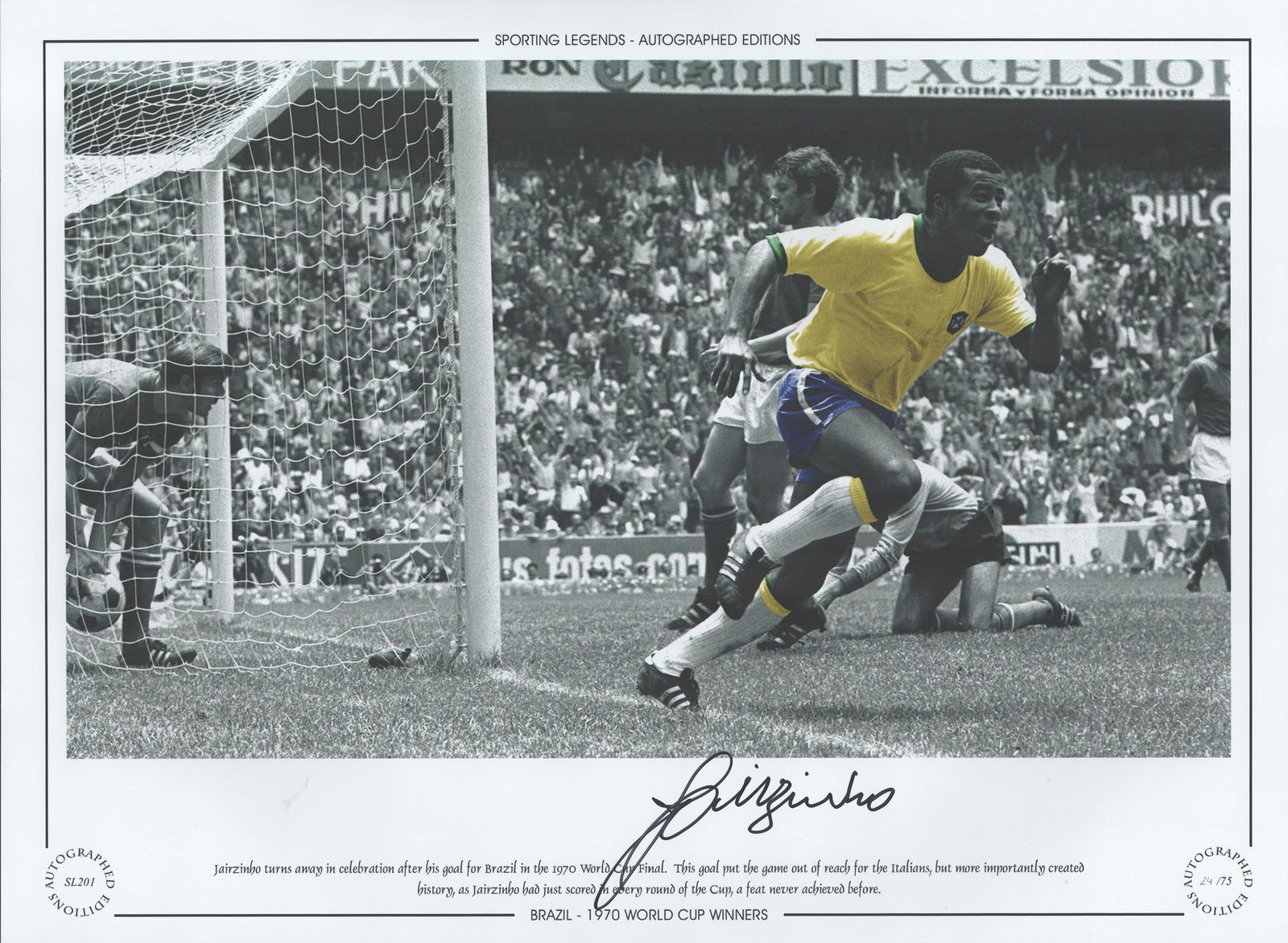 Jairzinho 16x12 handsigned colour, Black and white (1 of 1)
