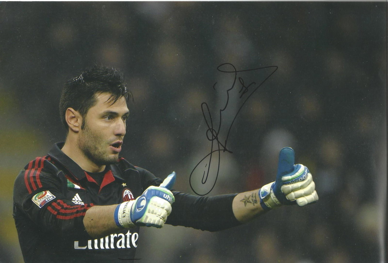 Football Marco Amelia signed 12x8 AC Milan colour: Football Marco Amelia signed 12x8 AC Milan colour photo. Marco Amelia born 2 April 1982) is an Italian former professional footballer who played as a goalkeeper. Now a coach, he was most recently in c