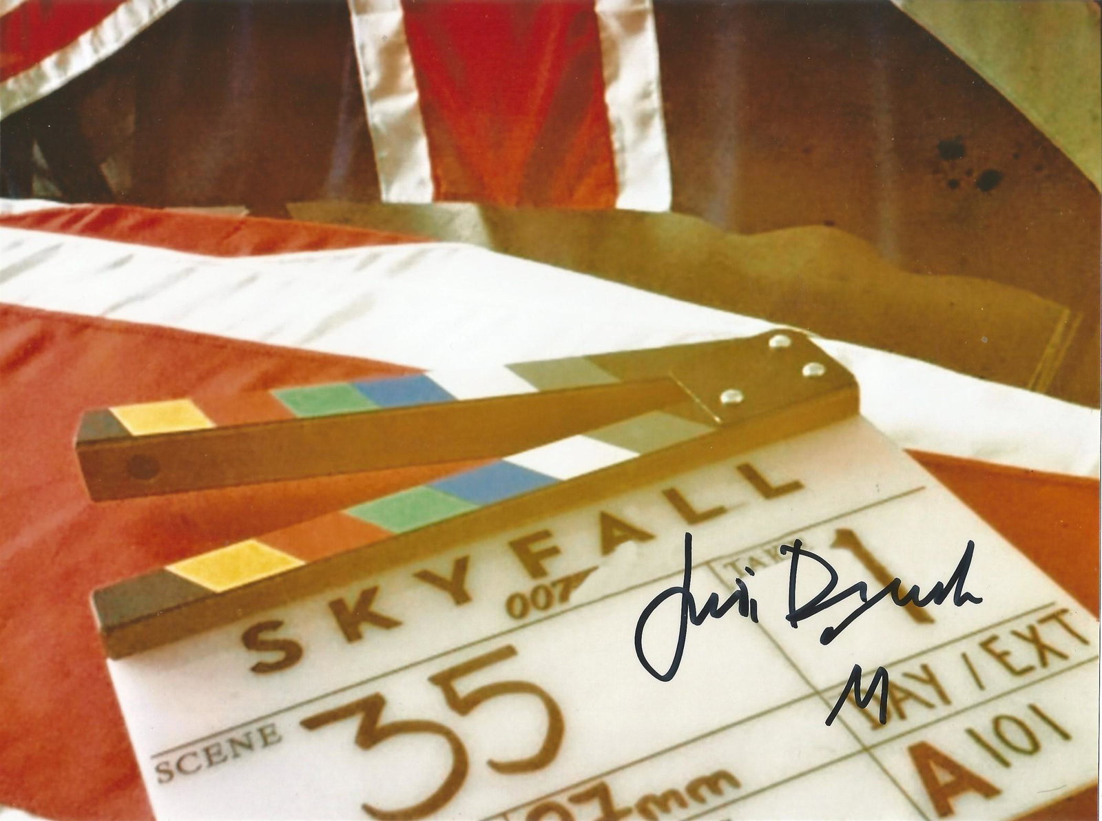 Judy Dench signed 8x10 photo as M in the James Bond: Judy Dench signed 8x10 photo as M in the James Bond film Skyfall .Good condition. All autographs come with a Certificate of Authenticity. We combine postage on multiple winning lots and can ship world