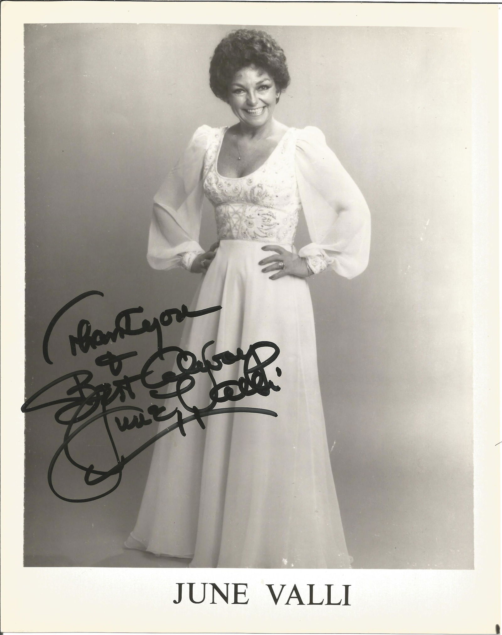 June Valli signed and dedicated 10 x 8 inch black and (#0256) on Jan 27 ...
