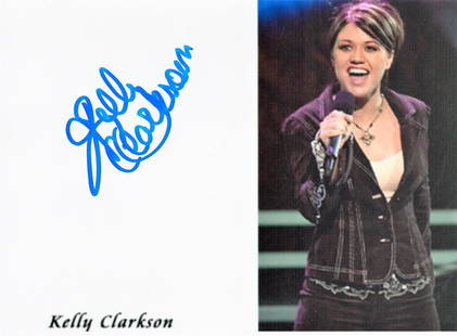 Music, Kelly Clarkson signed 7x5 colour photograph.: Music, Kelly Clarkson signed 7x5 colour photograph. Clarkson (born April 24, 1982) is an American singer, songwriter, actress, author, and television personality. She rose to fame for winning the firs