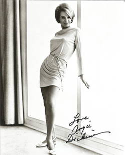 Angie Dickinson signed 10x8 black and white photo. Angeline Dickinson (nÃ©e Brown; born September: Angie Dickinson signed 10x8 black and white photo. Angeline Dickinson (nÃ©e Brown; born September 30, 1931) is an American actress. She began her career on television, appearing in many anthology
