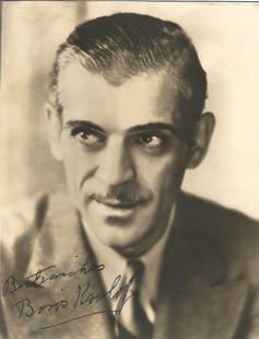 Boris Karloff signed 10x8 sepia photo. English actor who starred as Frankensteinâ€™s monster in the: Boris Karloff signed 10x8 sepia photo. English actor who starred as Frankensteinâ€™s monster in the horror film Frankenstein (1931), which established him as a horror icon. He reprised the role