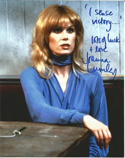 Joanna Lumley signed 10x8 colour photo inscribed I Sense Victory lots of luck and love. Dame: Joanna Lumley signed 10x8 colour photo inscribed I Sense Victory lots of luck and love. Dame Joanna Lamond Lumley DBE FRGS (born 1 May 1946) is an English actress, presenter, former model, author,