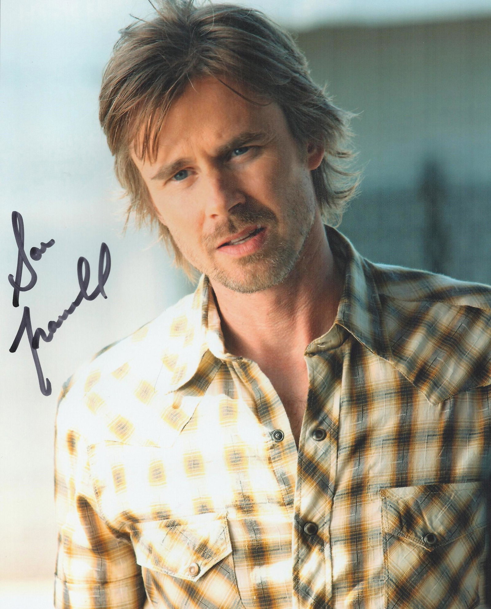 Actor, Sam Trammell signed 10x8 colour photograph pictured during his role as Sam Merlotte on the: Actor, Sam Trammell signed 10x8 colour photograph pictured during his role as Sam Merlotte on the HBO fantasy drama series True Blood. Good condition. All autographs come with a Certificate of Authent